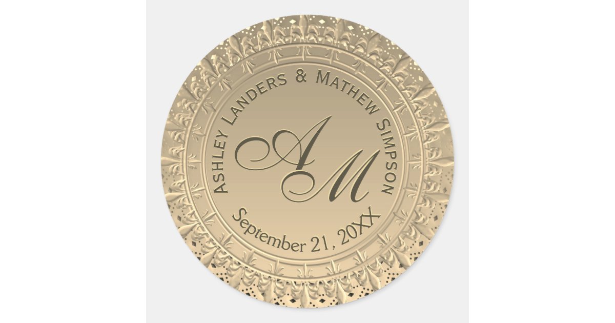 Custom Monogram Gold Wedding Seal Zazzle
