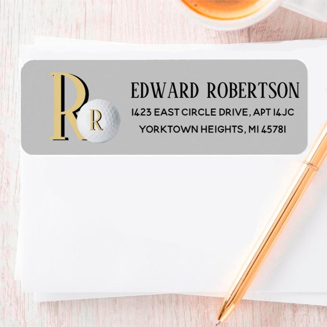 Custom Monogram Golf Ball Return Address Label  (Creator Uploaded)