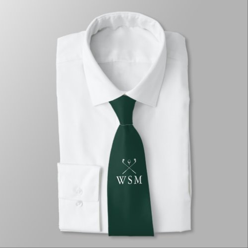 Custom Monogram Golf Clubs Emerald Green Golf Neck Tie