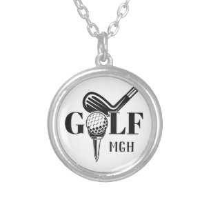 Custom Monogram Golf Silver Plated Necklace