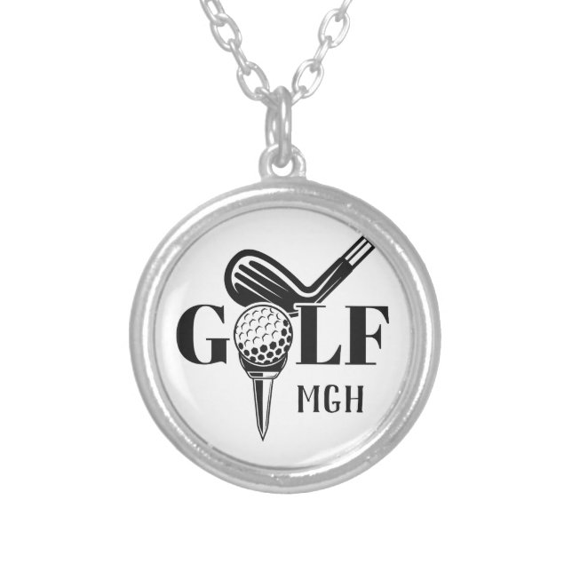 Custom Monogram Golf Silver Plated Necklace (Front)