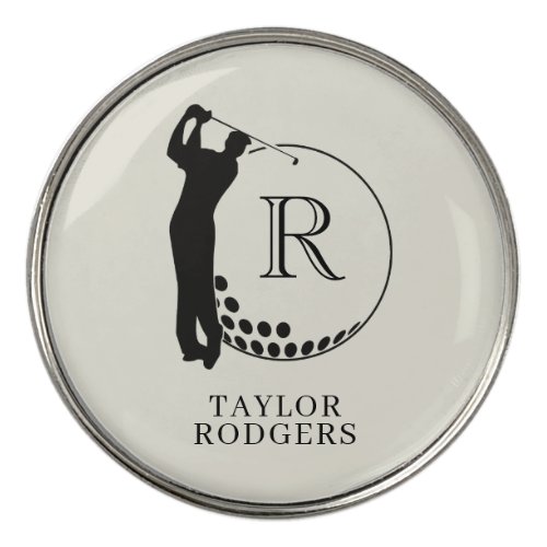 Custom Monogram Golf Swing Golf Ball Marker