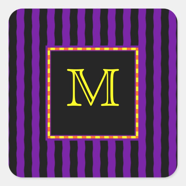 Custom Monogram Goth Striped Sticker (Front)