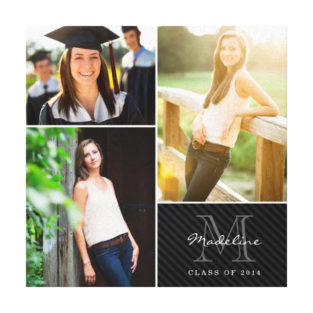 Custom Monogram Graduation 2014 Photo Collage Canvas Print | Zazzle