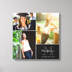Custom Monogram Graduation 2014 Photo Collage Canvas Print