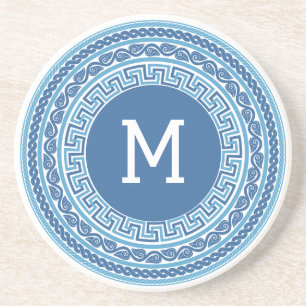 Custom Monogram Greek Pattern Coaster