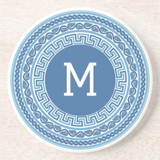 Custom Monogram Greek Pattern Coaster (Front)