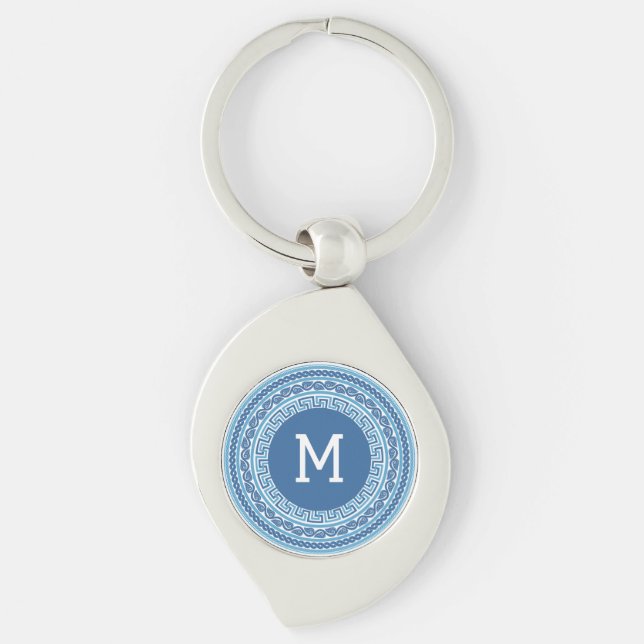 Custom Monogram Greek Pattern Keychain (Front)