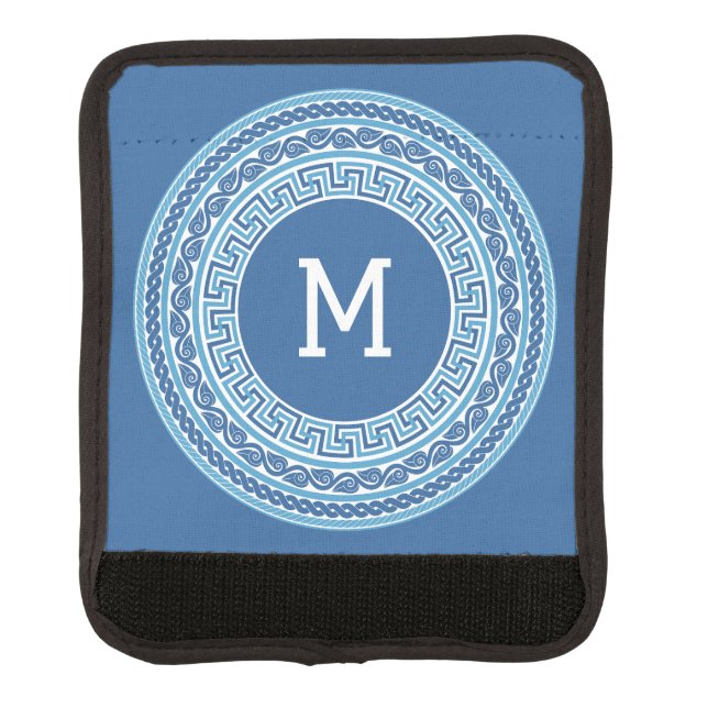 Custom Monogram Greek Pattern Luggage Handle Wrap (Front)