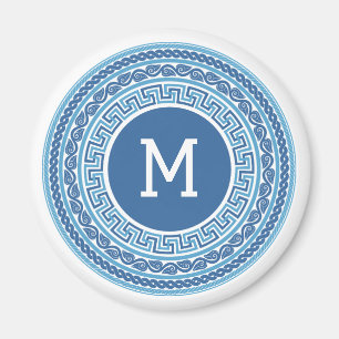 Custom Monogram Greek Pattern Magnet