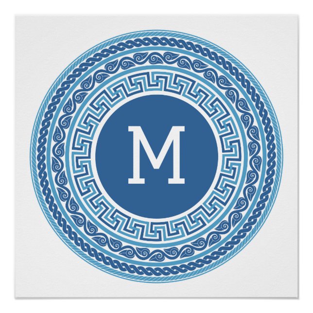 Custom Monogram Greek Pattern Poster (Front)