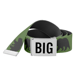 Custom monogram green belt with black bear design
