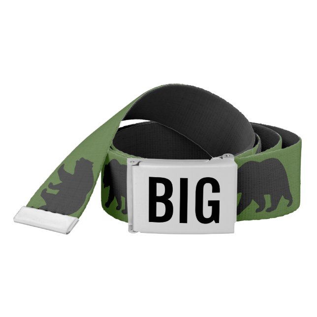 Custom monogram green belt with black bear design (Snake)