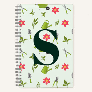 Custom Monogram Green Gardening Notebook
