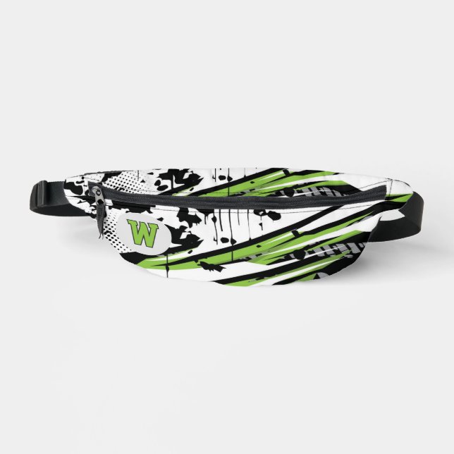 Custom Monogram Green Sports  Fanny Pack (Front)