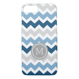 Custom Monogram Grey Blue Chevron iPhone 8/7 Case