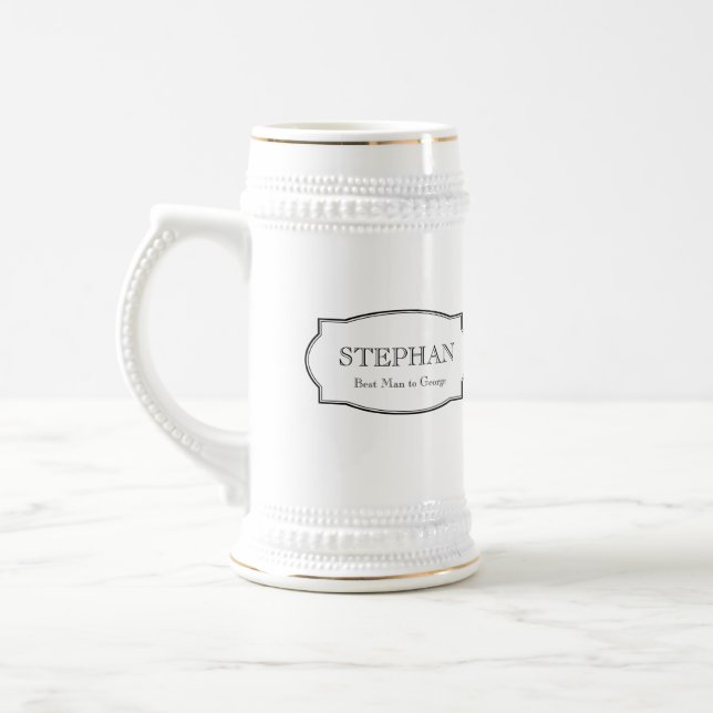 Custom monogram groomsmen elegant beer stein (Left)