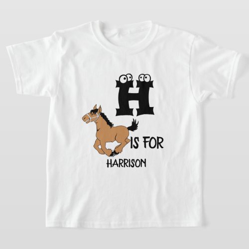 Custom monogram H is for horse funny cute horses T_Shirt