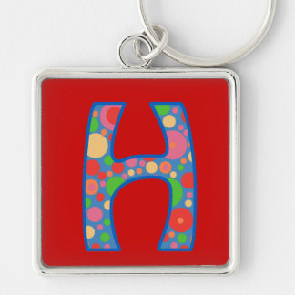 Custom Monogram H Keychain, Bright Spots Pattern Keychain