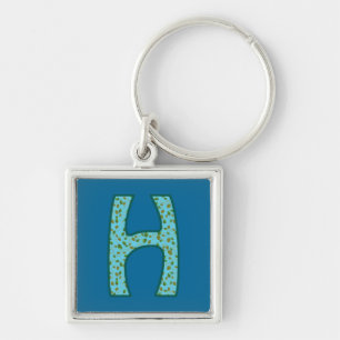 Custom Monogram H Keychain, Seed Pods Pattern Keychain