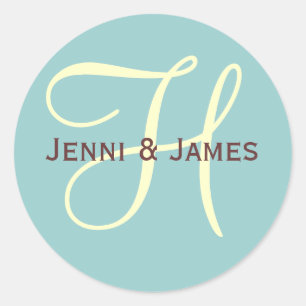 Custom Monogram H Wedding Favor & Envelope Sticker