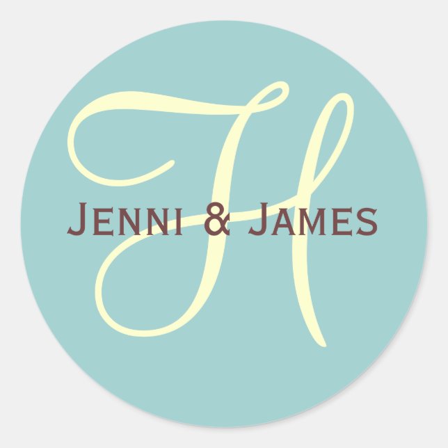 Custom Monogram H Wedding Favor & Envelope Sticker (Front)