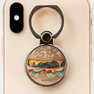 Custom monogram Hamburger Illustration phone grip