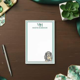 Custom Monogram Hand Drawn Dachshund Martini Glass Post-it Notes