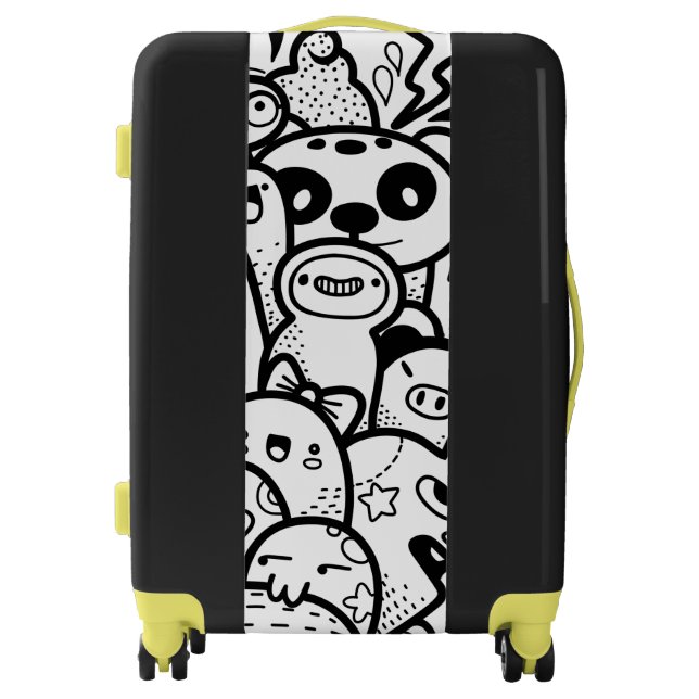 CUSTOM MONOGRAM HAPPY MONSTER ROLLING SUITCASE (Front)