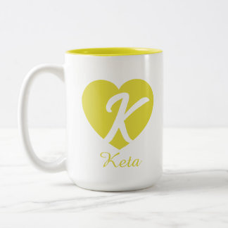 Custom Monogram Heart Initial Name Coffee Mug