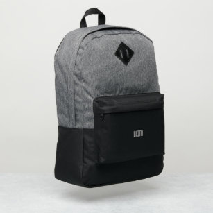 Custom Monogram Heather Grey Black  Port Authority® Backpack