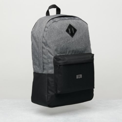 Custom Monogram Heather Grey Black  Port Authority Backpack