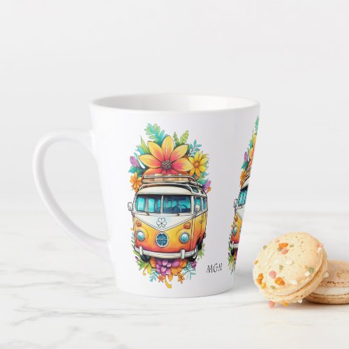 Custom Monogram Hippie Van Latte Mug