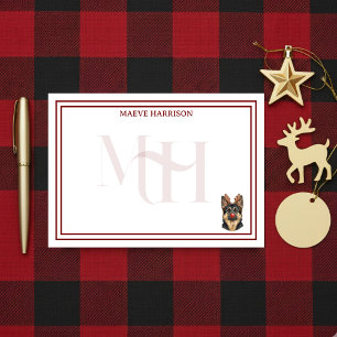 Custom Monogram Holiday German Shepherd Reindeer Post-it Notes
