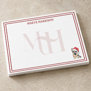 Custom Monogram Holiday German Shepherd Santa Hat Post-it Notes