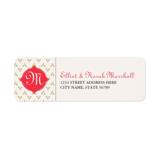 Custom Monogram Holly Address Labels (Front)