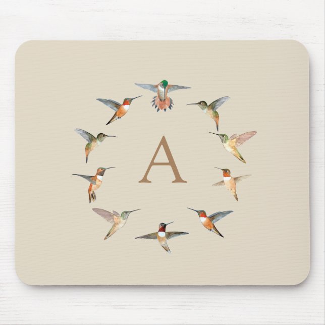 Custom Monogram Hummingbird Mouse Pad (Front)