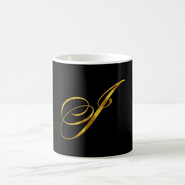 Custom Monogram I Faux Gold Foil Monograms Initial Coffee Mug (Center)