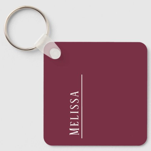 Custom monogram in burgundy budget  keychain