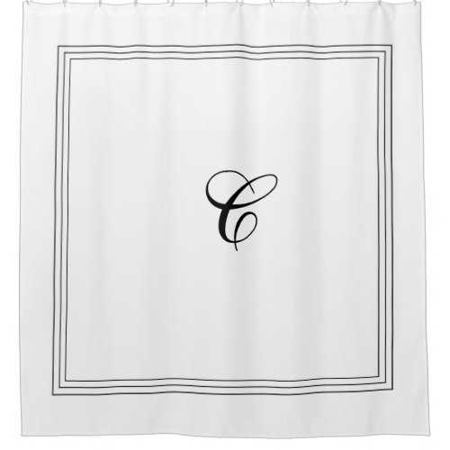 Custom Monogram in Classic Black and White Shower  Shower Curtain