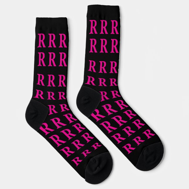 Custom Monogram Initial Black Pink socks (Right)
