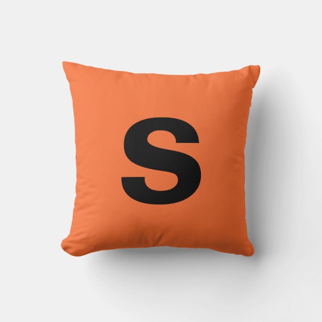 Custom Monogram Initial Burnt Orange Throw Pillow (Front)