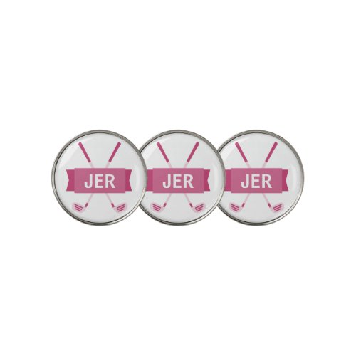 Custom Monogram Initial Clubs Pink Ladies Cool Golf Ball Marker
