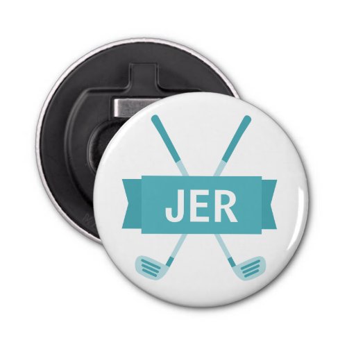 Custom Monogram Initial Clubs Teal Cool Sports Pro Bottle Opener