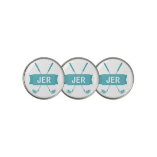 Custom Monogram Initial Clubs Teal Cool Sports Pro Golf Ball Marker