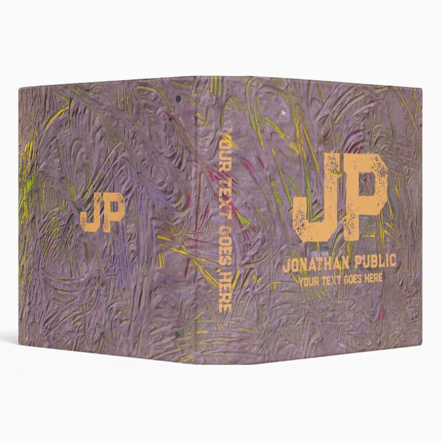 Custom Monogram Initial Distressed Text Abstract 3 Ring Binder (Background)