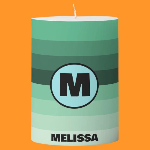 Custom Monogram Initial Green Mono Popsicle Pillar Candle