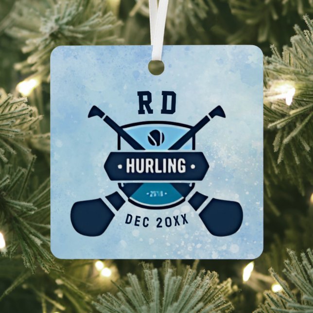 Custom Monogram Initial Hurling Gaelic Emblem  Metal Ornament (Insitu)