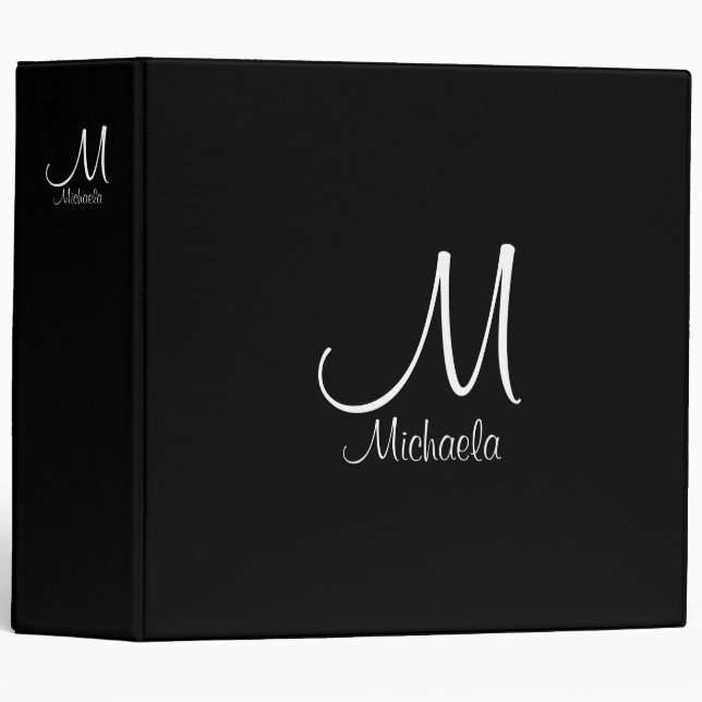 Custom Monogram Initial Letter Elegant Template 3 Ring Binder (Front/Spine)