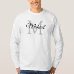 Custom Monogram Initial Letter Name Men's White T-Shirt<br><div class="desc">Custom Monogram Initial Letter Name Men's White Template Elegant Trendy Basic Long Sleeve T-Shirt.</div>